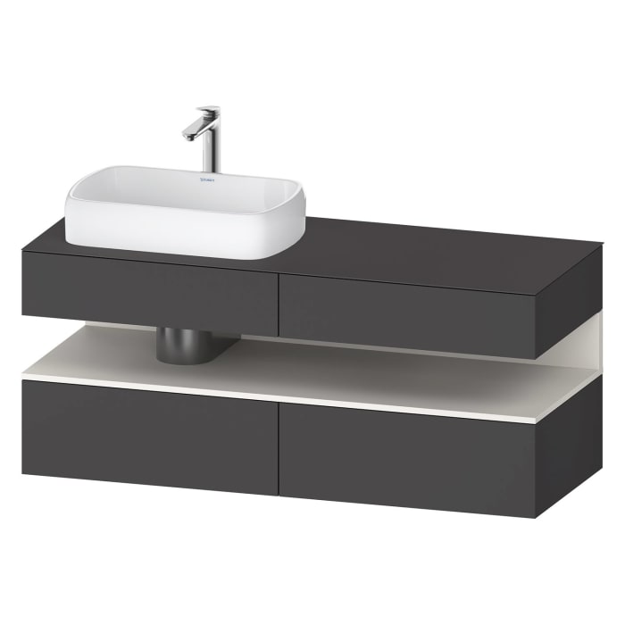 Duravit Qatego Konsolenwaschtischunterbau mit Ausschnitt links 140 x 60 cm, 4 Auszüge