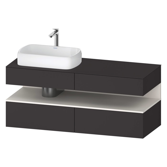 Duravit Qatego Konsolenwaschtischunterbau mit Ausschnitt links 140 x 60 cm, 4 Auszüge, mit LED Beleuchtung