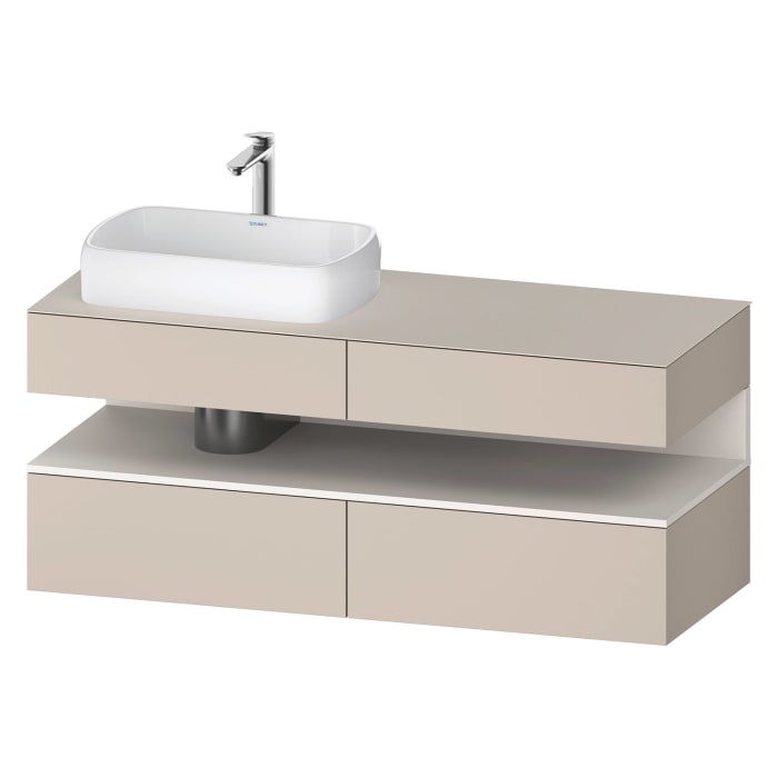 Duravit Qatego Konsolenwaschtischunterbau mit Ausschnitt links 140 x 60 cm, 4 Auszüge