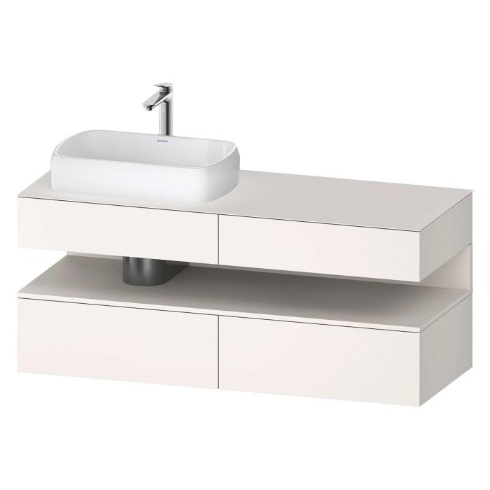 Duravit Qatego Konsolenwaschtischunterbau mit Ausschnitt links 140 x 60 cm, 4 Auszüge, mit LED Beleuchtung