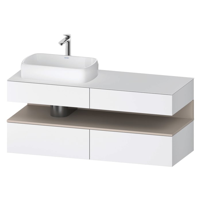 Duravit Qatego Konsolenwaschtischunterbau mit Ausschnitt links 140 x 60 cm, 4 Auszüge, mit LED Beleuchtung