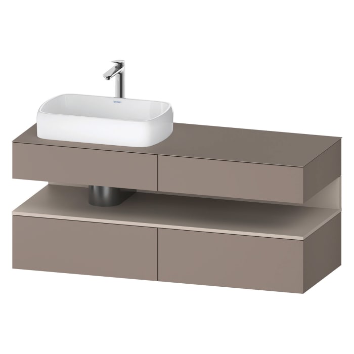 Duravit Qatego Konsolenwaschtischunterbau mit Ausschnitt links 140 x 60 cm, 4 Auszüge