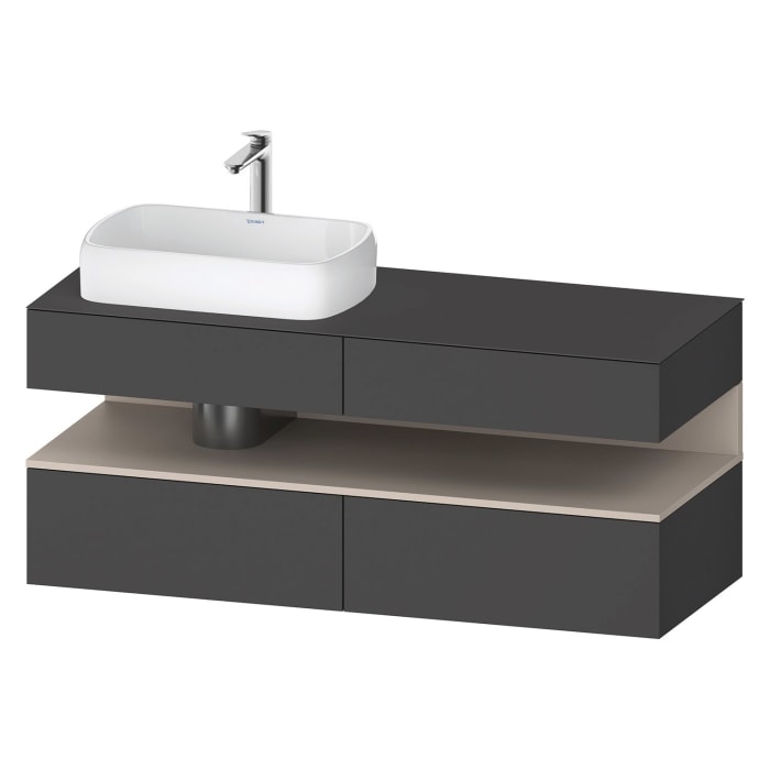 Duravit Qatego Konsolenwaschtischunterbau mit Ausschnitt links 140 x 60 cm, 4 Auszüge