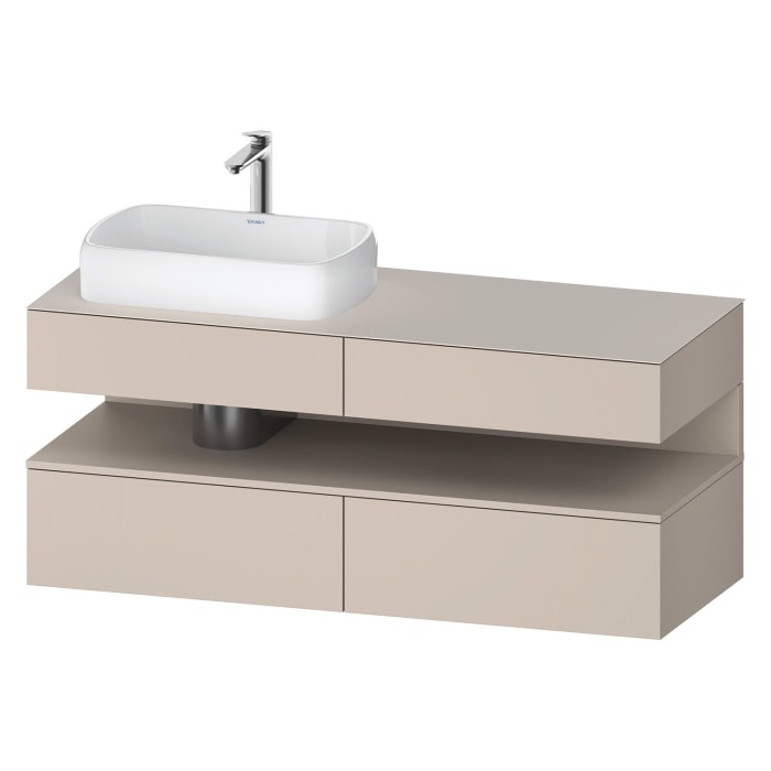 Duravit Qatego Konsolenwaschtischunterbau mit Ausschnitt links 140 x 60 cm, 4 Auszüge, mit LED Beleuchtung
