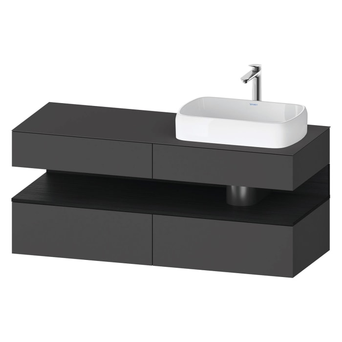 Duravit Qatego Konsolenwaschtischunterbau mit Ausschnitt rechts 140 x 60 cm, 4 Auszüge, mit LED Beleuchtung