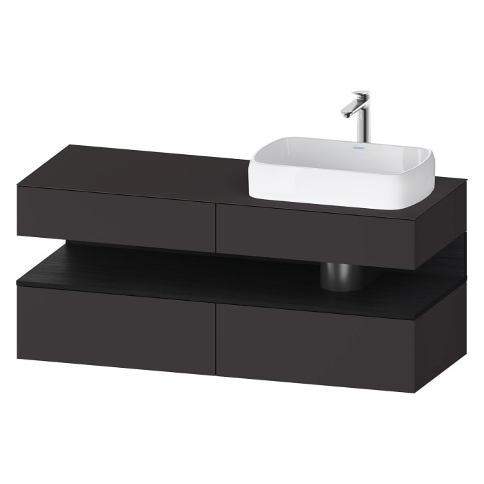 Duravit Qatego Konsolenwaschtischunterbau mit Ausschnitt rechts 140 x 60 cm, 4 Auszüge