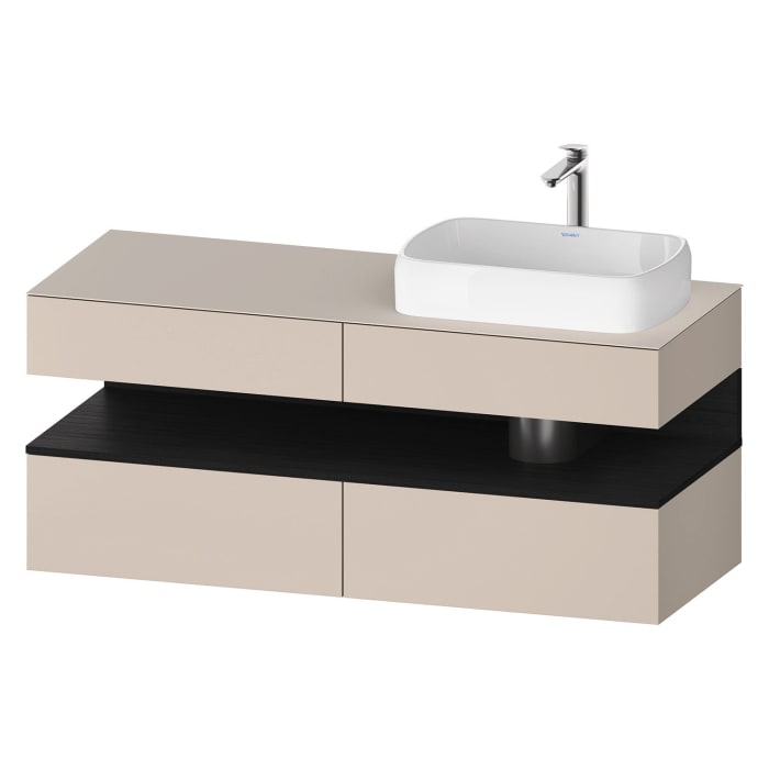 Duravit Qatego Konsolenwaschtischunterbau mit Ausschnitt rechts 140 x 60 cm, 4 Auszüge, mit LED Beleuchtung
