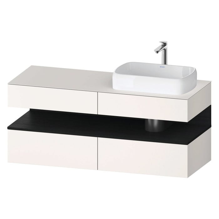 Duravit Qatego Konsolenwaschtischunterbau mit Ausschnitt rechts 140 x 60 cm, 4 Auszüge, mit LED Beleuchtung