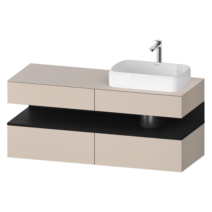 Duravit Qatego Konsolenwaschtischunterbau mit Ausschnitt rechts 140 x 60 cm, 4 Auszüge, mit LED Beleuchtung