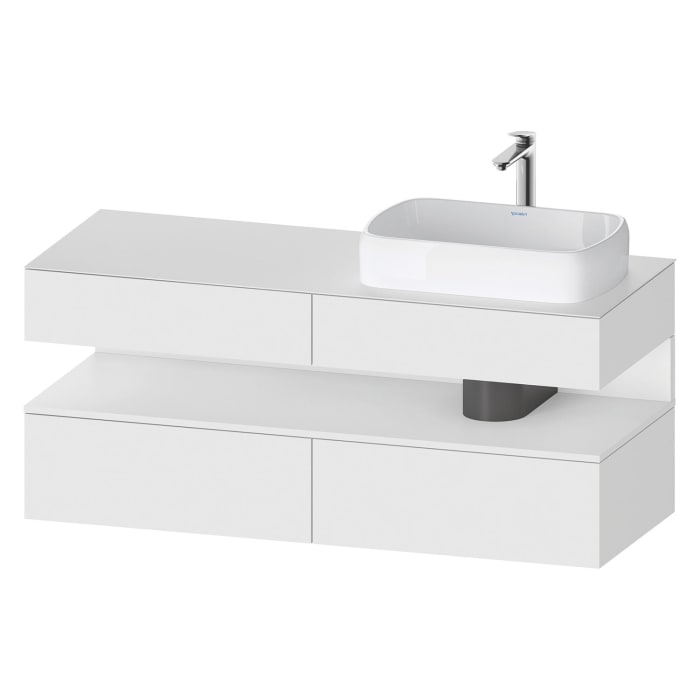 Duravit Qatego Konsolenwaschtischunterbau mit Ausschnitt rechts 140 x 60 cm, 4 Auszüge, mit LED Beleuchtung