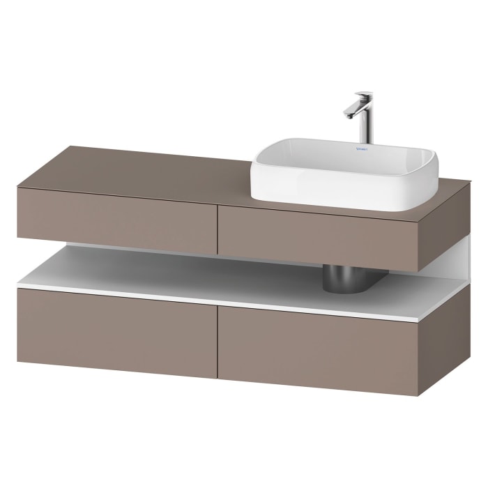 Duravit Qatego Konsolenwaschtischunterbau mit Ausschnitt rechts 140 x 60 cm, 4 Auszüge, mit LED Beleuchtung