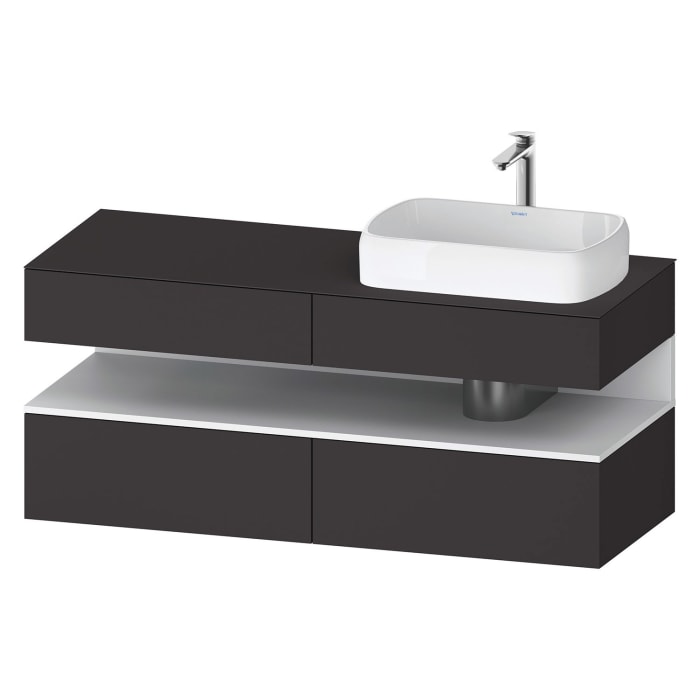 Duravit Qatego Konsolenwaschtischunterbau mit Ausschnitt rechts 140 x 60 cm, 4 Auszüge