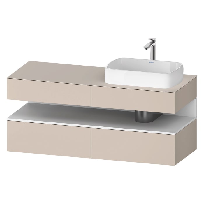 Duravit Qatego Konsolenwaschtischunterbau mit Ausschnitt rechts 140 x 60 cm, 4 Auszüge