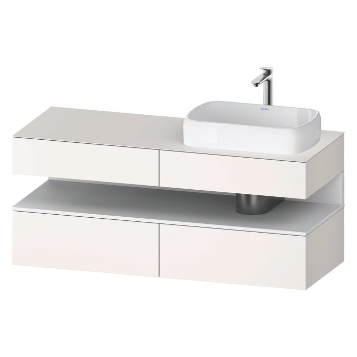 Duravit Qatego Konsolenwaschtischunterbau mit Ausschnitt rechts 140 x 60 cm, 4 Auszüge, mit LED Beleuchtung