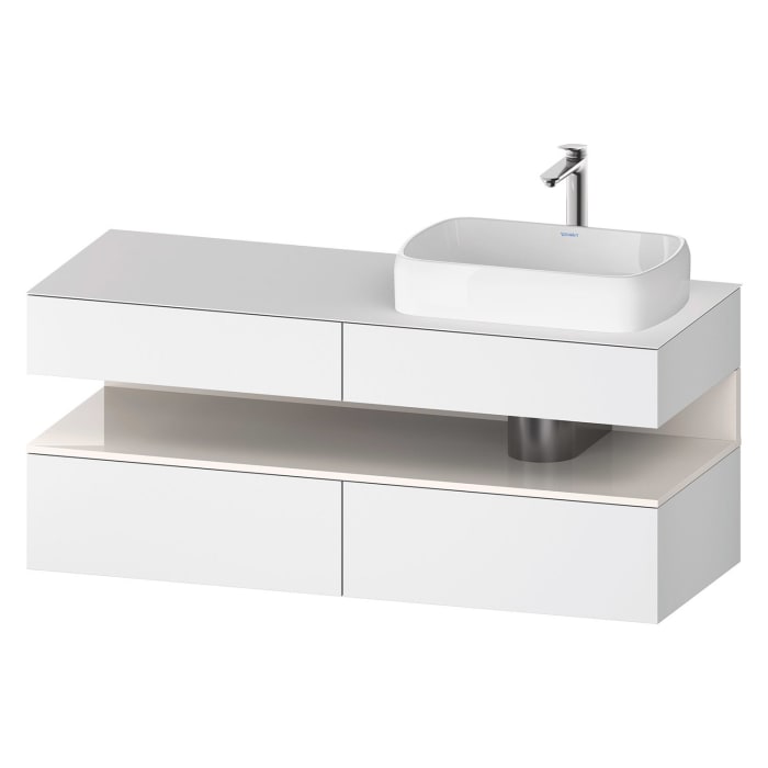 Duravit Qatego Konsolenwaschtischunterbau mit Ausschnitt rechts 140 x 60 cm, 4 Auszüge, mit LED Beleuchtung