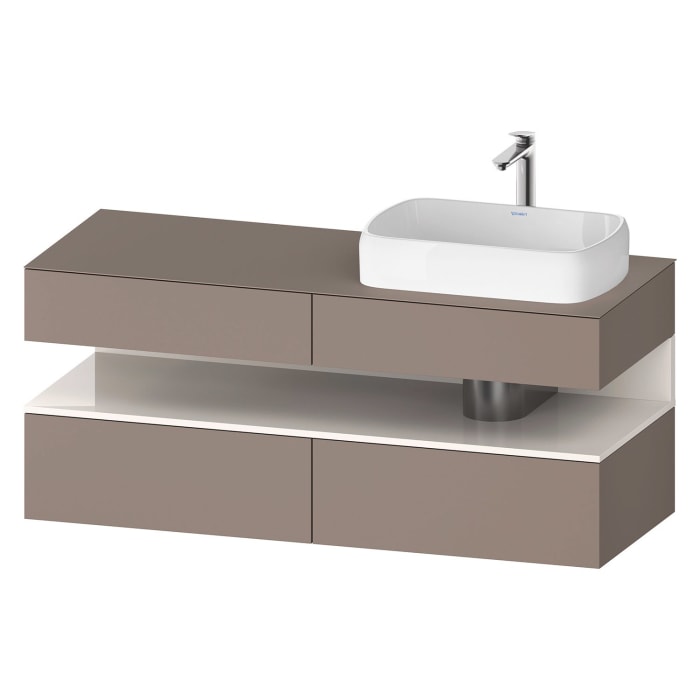 Duravit Qatego Konsolenwaschtischunterbau mit Ausschnitt rechts 140 x 60 cm, 4 Auszüge, mit LED Beleuchtung