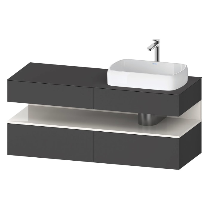 Duravit Qatego Konsolenwaschtischunterbau mit Ausschnitt rechts 140 x 60 cm, 4 Auszüge, mit LED Beleuchtung