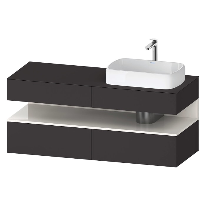 Duravit Qatego Konsolenwaschtischunterbau mit Ausschnitt rechts 140 x 60 cm, 4 Auszüge