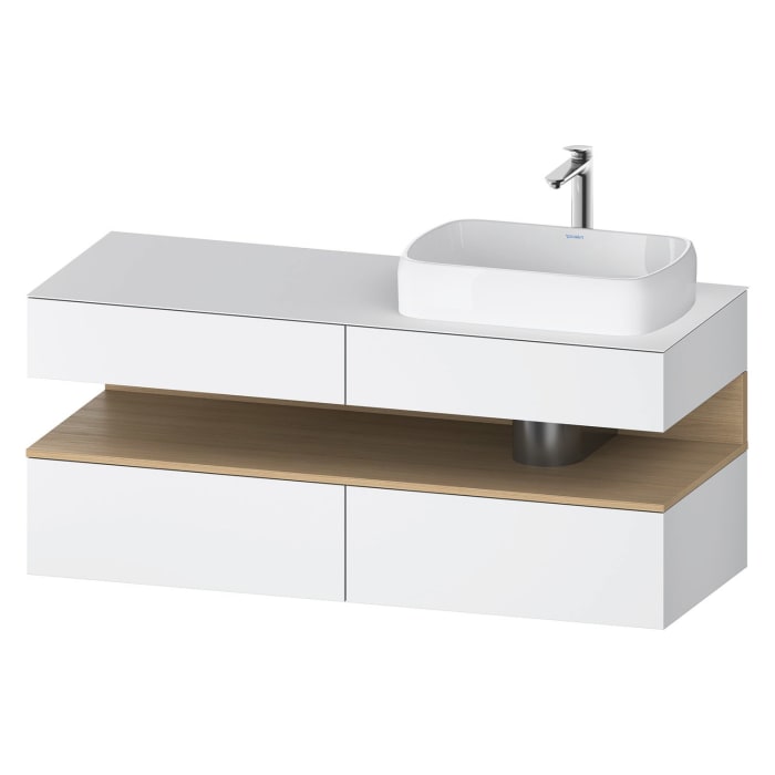 Duravit Qatego Konsolenwaschtischunterbau mit Ausschnitt rechts 140 x 60 cm, 4 Auszüge