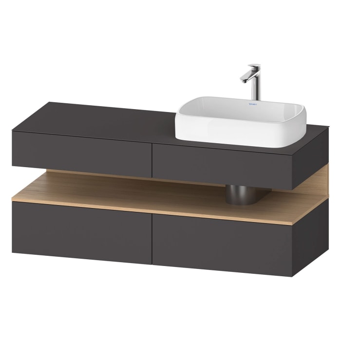 Duravit Qatego Konsolenwaschtischunterbau mit Ausschnitt rechts 140 x 60 cm, 4 Auszüge, mit LED Beleuchtung