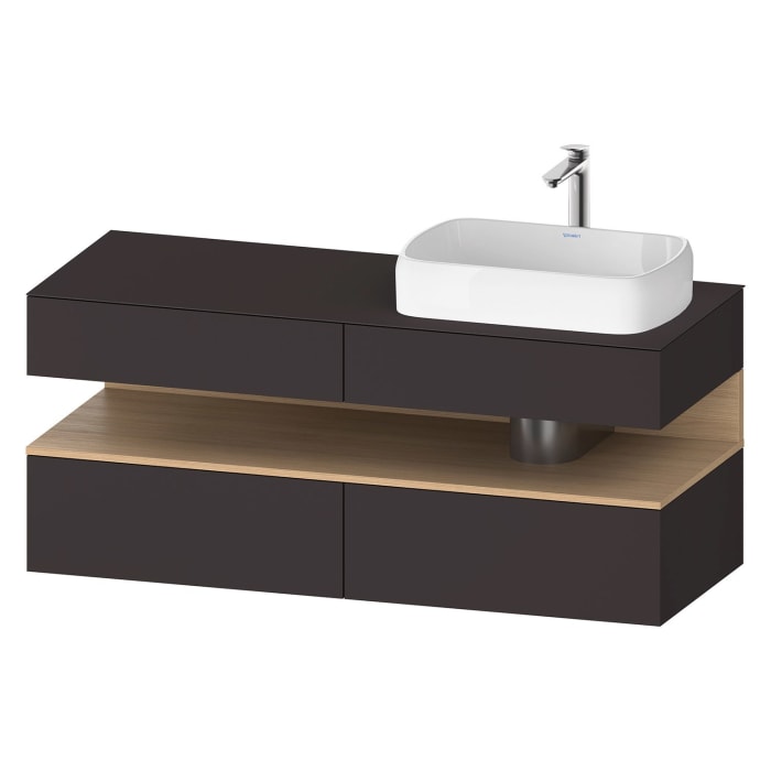 Duravit Qatego Konsolenwaschtischunterbau mit Ausschnitt rechts 140 x 60 cm, 4 Auszüge, mit LED Beleuchtung