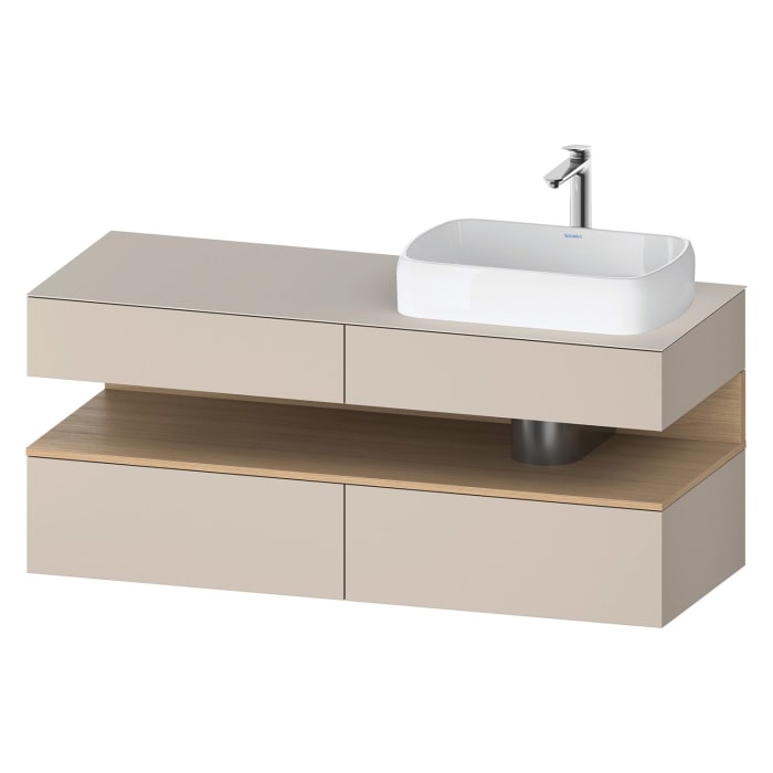 Duravit Qatego Konsolenwaschtischunterbau mit Ausschnitt rechts 140 x 60 cm, 4 Auszüge, mit LED Beleuchtung