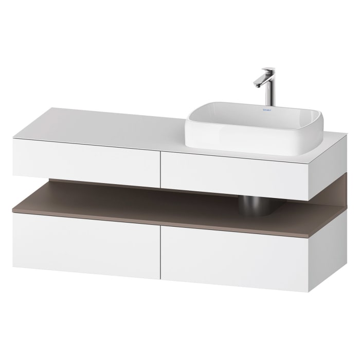 Duravit Qatego Konsolenwaschtischunterbau mit Ausschnitt rechts 140 x 60 cm, 4 Auszüge