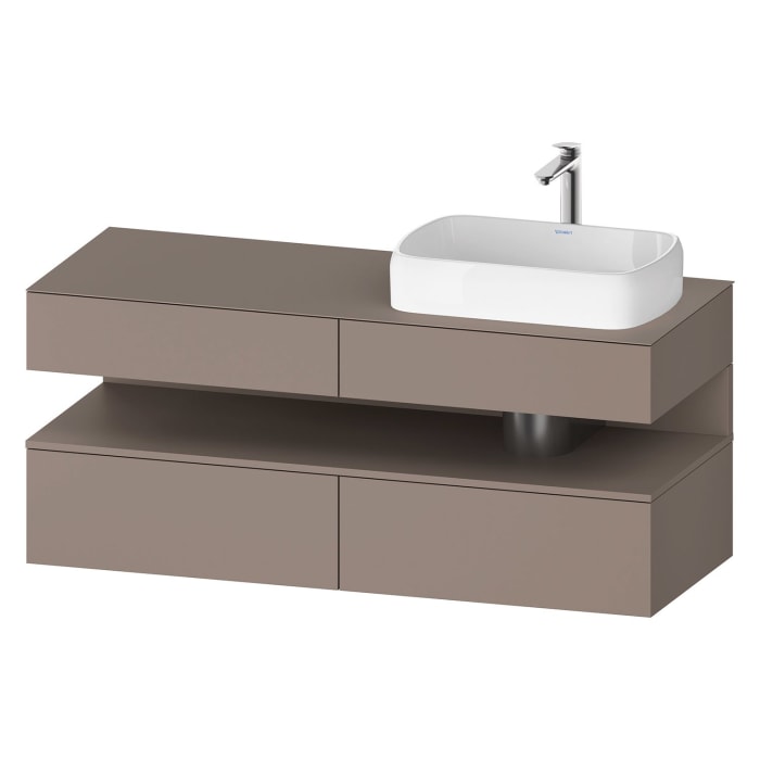 Duravit Qatego Konsolenwaschtischunterbau mit Ausschnitt rechts 140 x 60 cm, 4 Auszüge, mit LED Beleuchtung