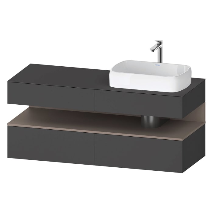 Duravit Qatego Konsolenwaschtischunterbau mit Ausschnitt rechts 140 x 60 cm, 4 Auszüge, mit LED Beleuchtung