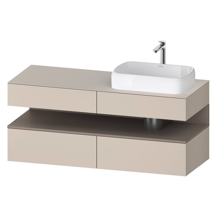 Duravit Qatego Konsolenwaschtischunterbau mit Ausschnitt rechts 140 x 60 cm, 4 Auszüge, mit LED Beleuchtung