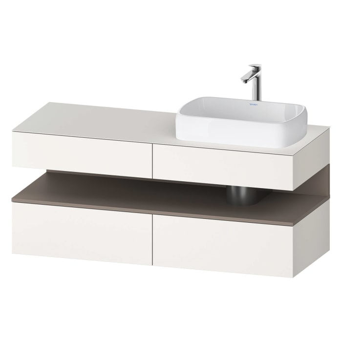Duravit Qatego Konsolenwaschtischunterbau mit Ausschnitt rechts 140 x 60 cm, 4 Auszüge, mit LED Beleuchtung
