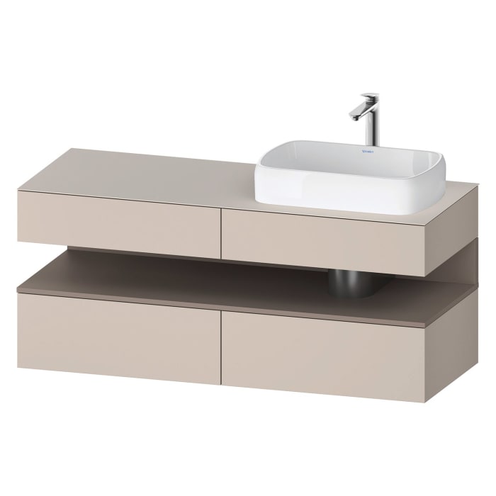 Duravit Qatego Konsolenwaschtischunterbau mit Ausschnitt rechts 140 x 60 cm, 4 Auszüge, mit LED Beleuchtung
