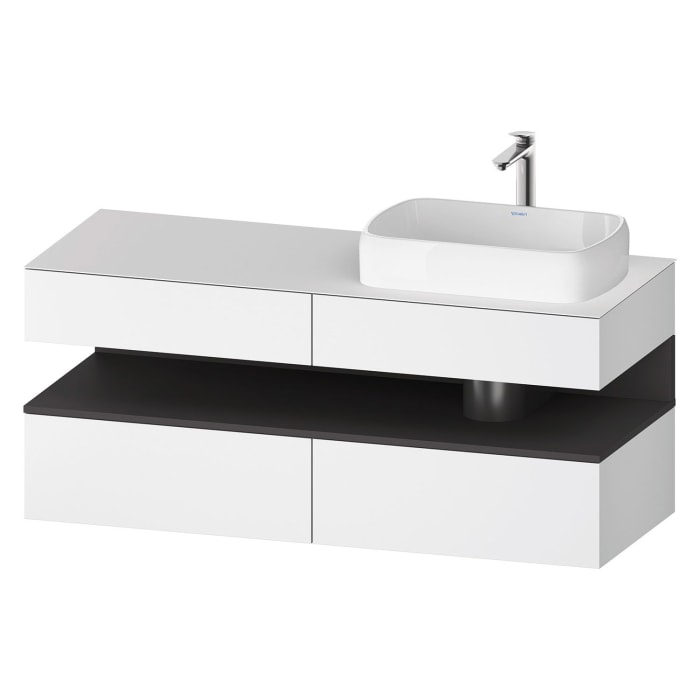 Duravit Qatego Konsolenwaschtischunterbau mit Ausschnitt rechts 140 x 60 cm, 4 Auszüge, mit LED Beleuchtung