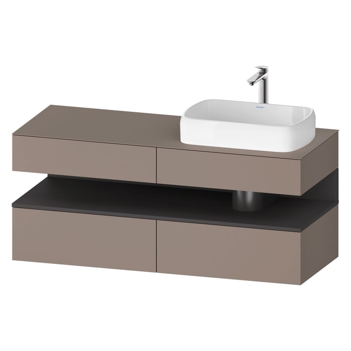 Duravit Qatego Konsolenwaschtischunterbau mit Ausschnitt rechts 140 x 60 cm, 4 Auszüge, mit LED Beleuchtung