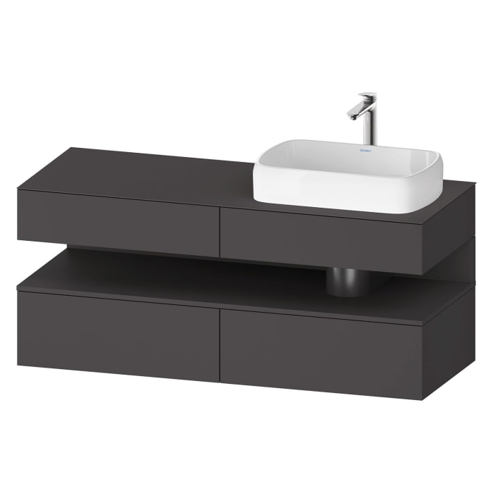 Duravit Qatego Konsolenwaschtischunterbau mit Ausschnitt rechts 140 x 60 cm, 4 Auszüge, mit LED Beleuchtung