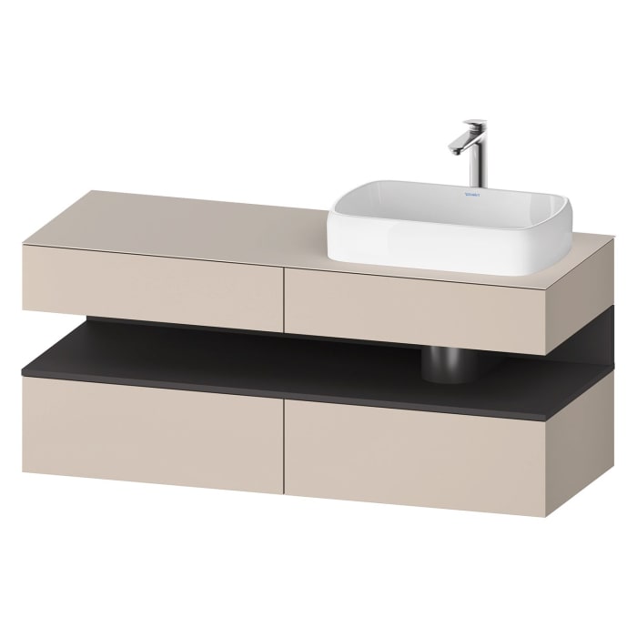Duravit Qatego Konsolenwaschtischunterbau mit Ausschnitt rechts 140 x 60 cm, 4 Auszüge, mit LED Beleuchtung