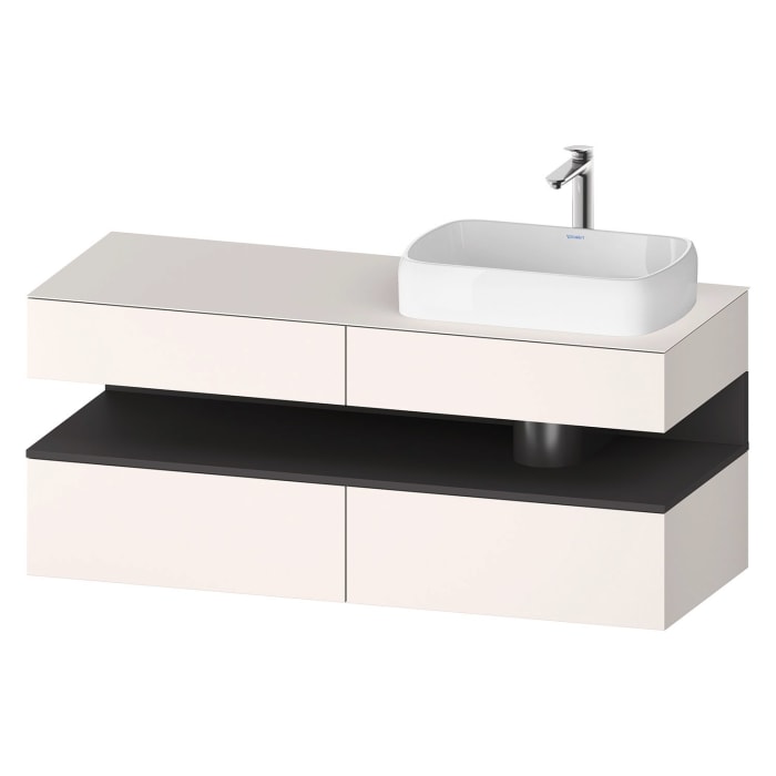 Duravit Qatego Konsolenwaschtischunterbau mit Ausschnitt rechts 140 x 60 cm, 4 Auszüge
