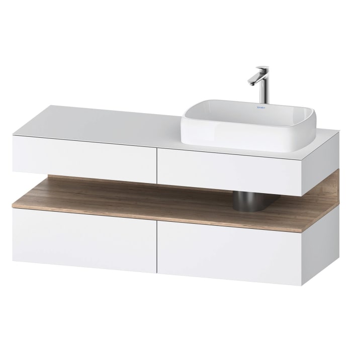 Duravit Qatego Konsolenwaschtischunterbau mit Ausschnitt rechts 140 x 60 cm, 4 Auszüge, mit LED Beleuchtung