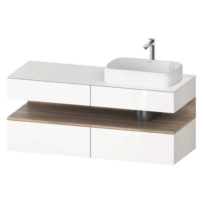Duravit Qatego Konsolenwaschtischunterbau mit Ausschnitt rechts 140 x 60 cm, 4 Auszüge