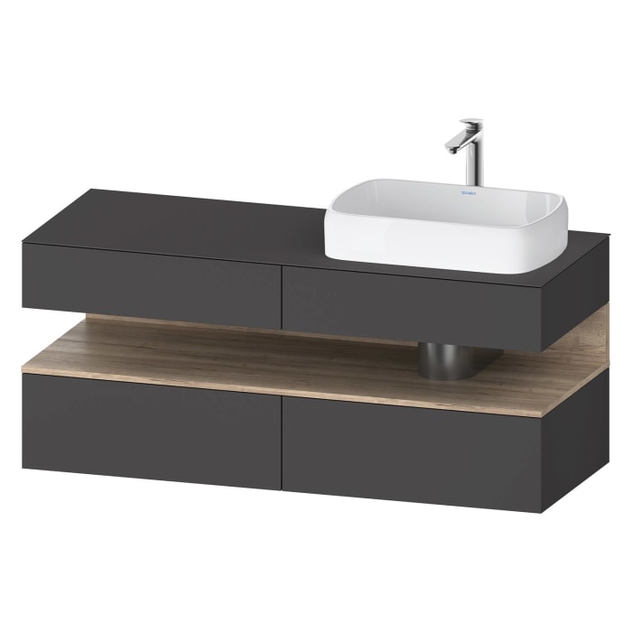 Duravit Qatego Konsolenwaschtischunterbau mit Ausschnitt rechts 140 x 60 cm, 4 Auszüge
