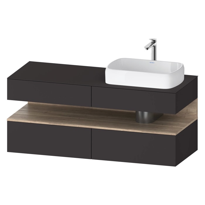 Duravit Qatego Konsolenwaschtischunterbau mit Ausschnitt rechts 140 x 60 cm, 4 Auszüge, mit LED Beleuchtung
