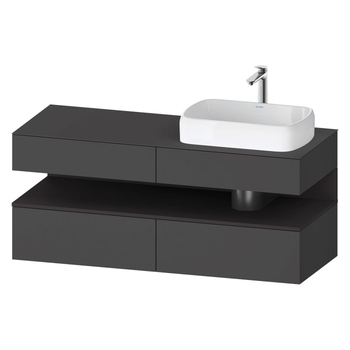 Duravit Qatego Konsolenwaschtischunterbau mit Ausschnitt rechts 140 x 60 cm, 4 Auszüge