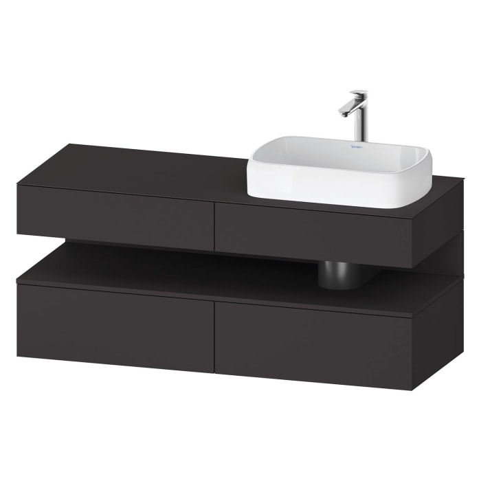 Duravit Qatego Konsolenwaschtischunterbau mit Ausschnitt rechts 140 x 60 cm, 4 Auszüge, mit LED Beleuchtung