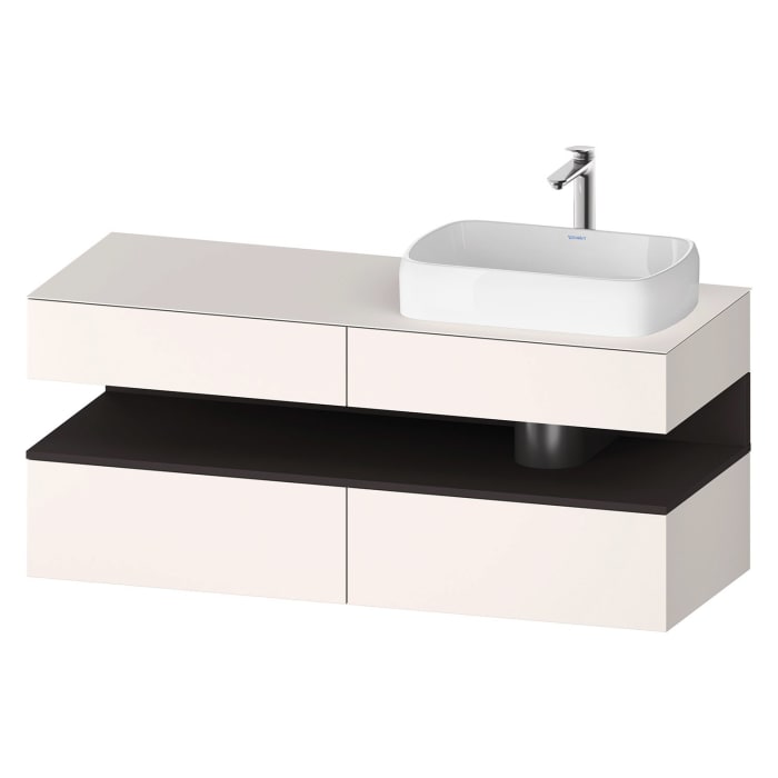Duravit Qatego Konsolenwaschtischunterbau mit Ausschnitt rechts 140 x 60 cm, 4 Auszüge, mit LED Beleuchtung