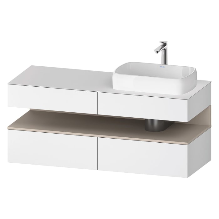 Duravit Qatego Konsolenwaschtischunterbau mit Ausschnitt rechts 140 x 60 cm, 4 Auszüge, mit LED Beleuchtung