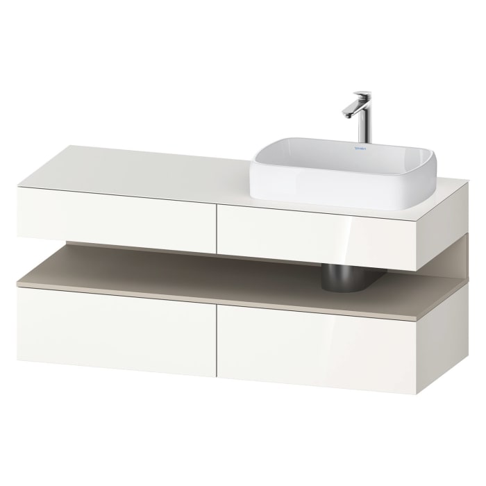 Duravit Qatego Konsolenwaschtischunterbau mit Ausschnitt rechts 140 x 60 cm, 4 Auszüge