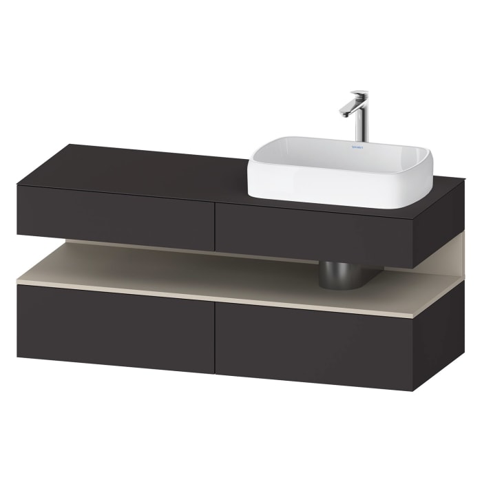 Duravit Qatego Konsolenwaschtischunterbau mit Ausschnitt rechts 140 x 60 cm, 4 Auszüge, mit LED Beleuchtung