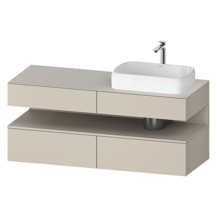 Duravit Qatego Konsolenwaschtischunterbau mit Ausschnitt rechts 140 x 60 cm, 4 Auszüge, mit LED Beleuchtung