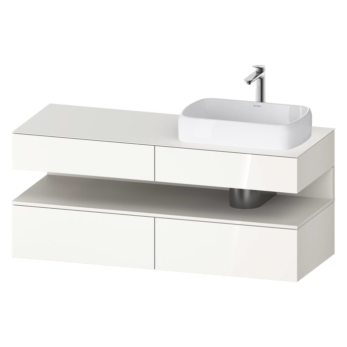 Duravit Qatego Konsolenwaschtischunterbau mit Ausschnitt rechts 140 x 60 cm, 4 Auszüge