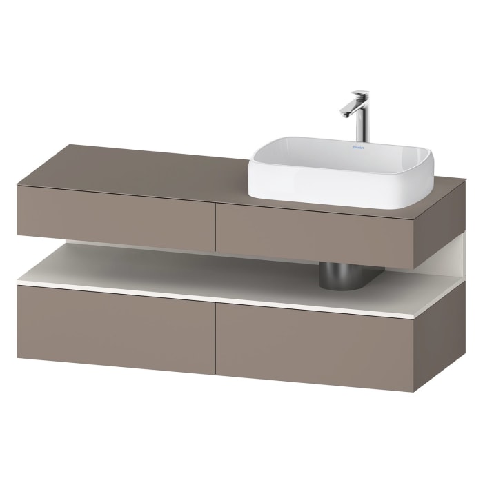 Duravit Qatego Konsolenwaschtischunterbau mit Ausschnitt rechts 140 x 60 cm, 4 Auszüge, mit LED Beleuchtung